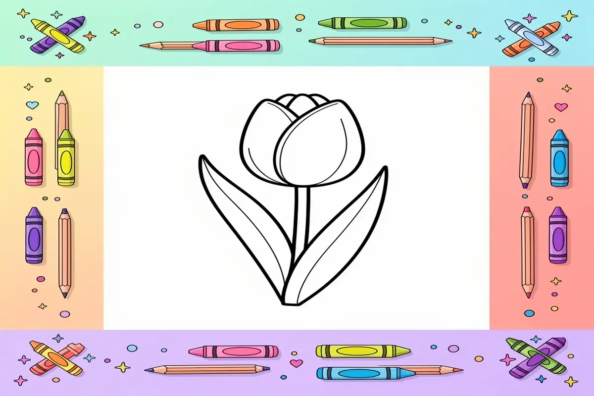 tulip coloring pages for kids - Free Printable Coloring Page