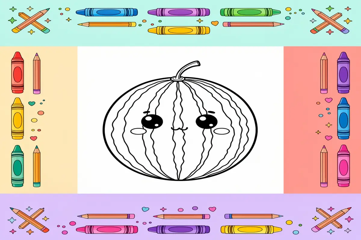 watermelon coloring pages for kids - Free Printable Coloring Page
