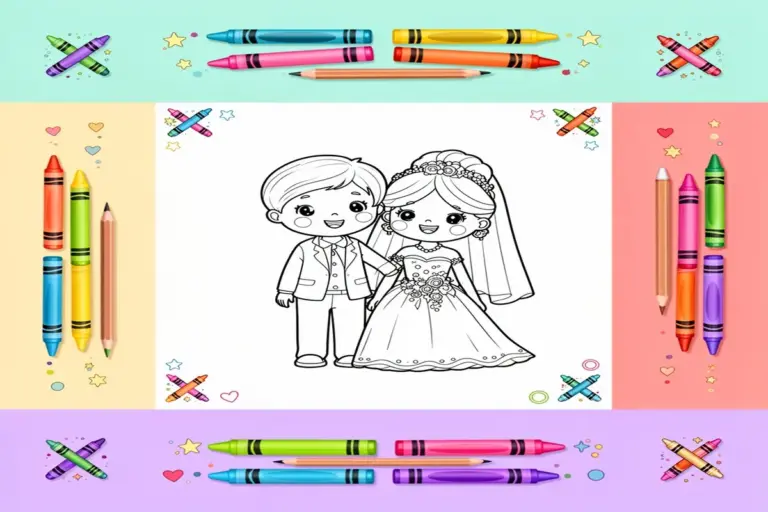 wedding coloring pages for kids - Free Printable Coloring Page