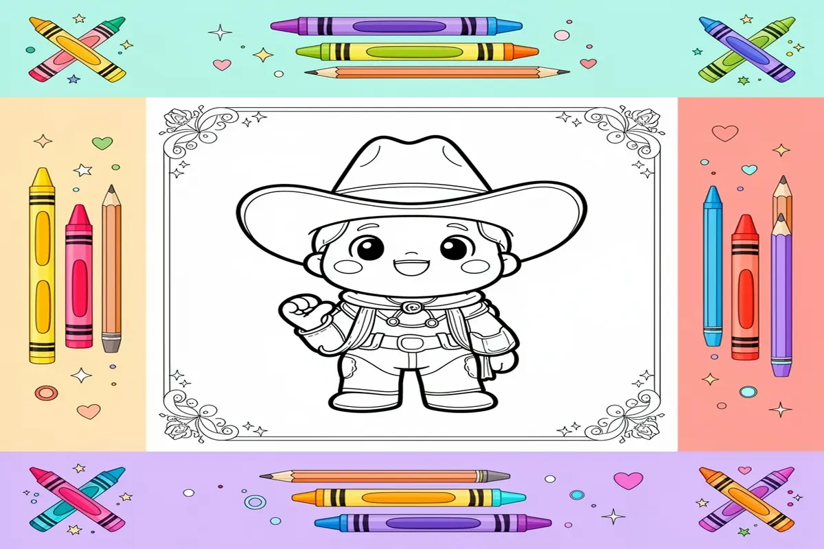 western coloring pages for kids - Free Printable Coloring Page
