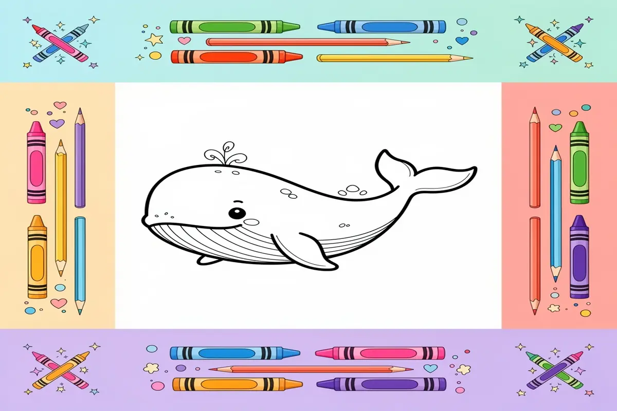 whale coloring pages for kids - Free Printable Coloring Page