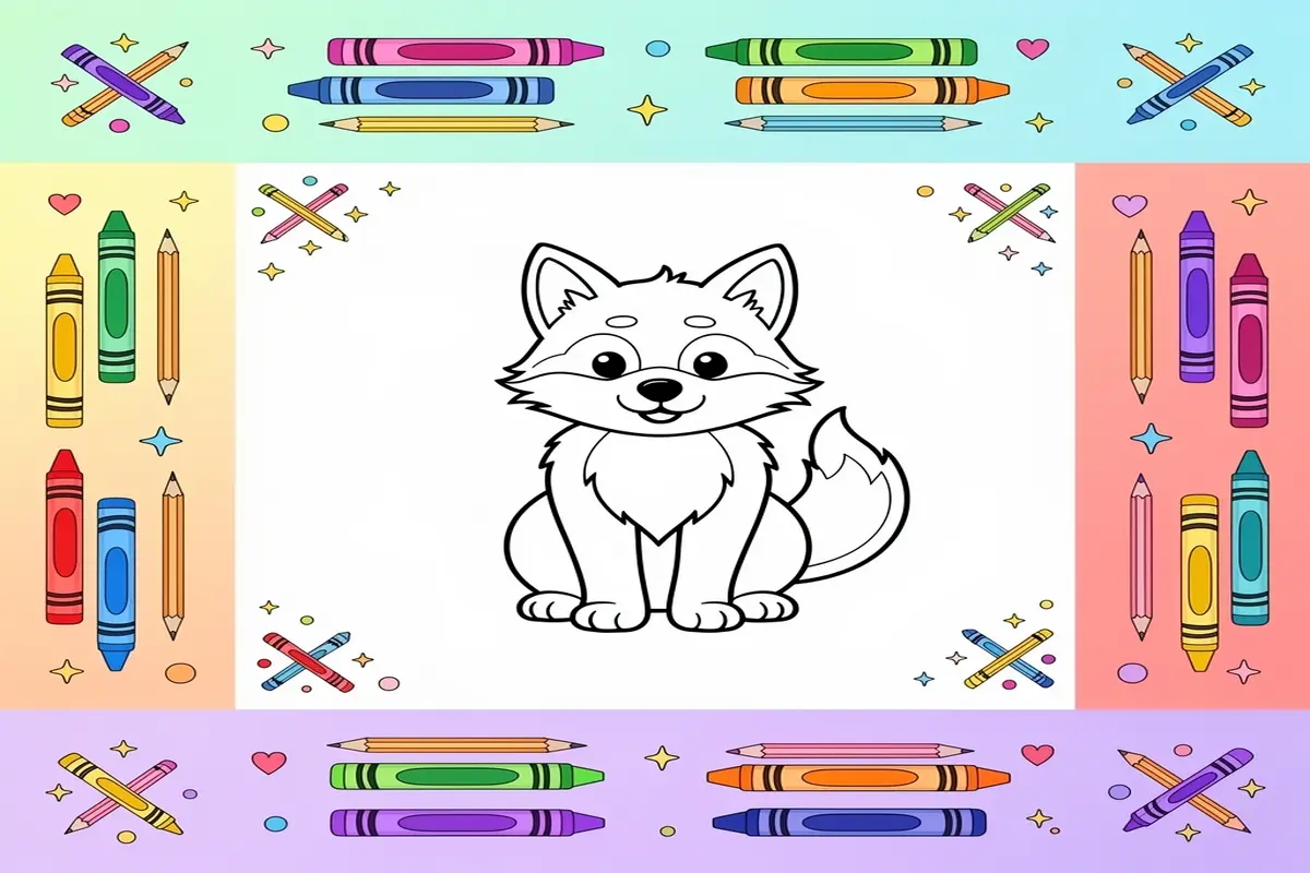 wolf coloring pages for kids - Free Printable Coloring Page