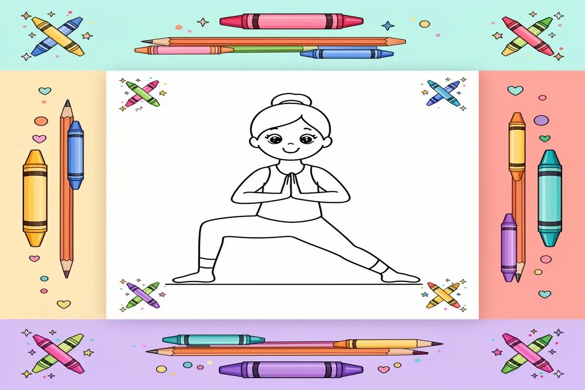 yoga coloring pages for kids - Free Printable Coloring Page