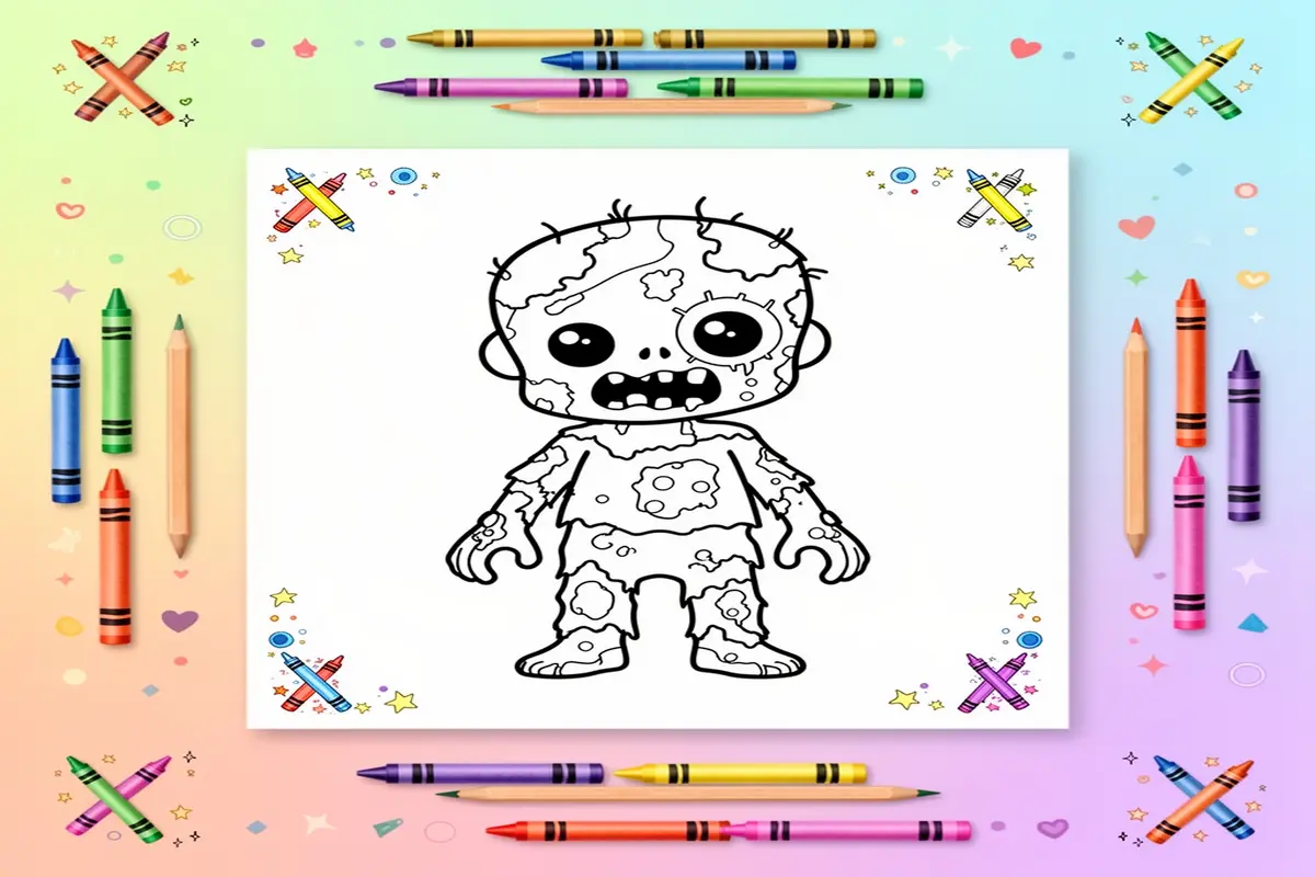 zombie coloring pages for kids - Free Printable Coloring Page